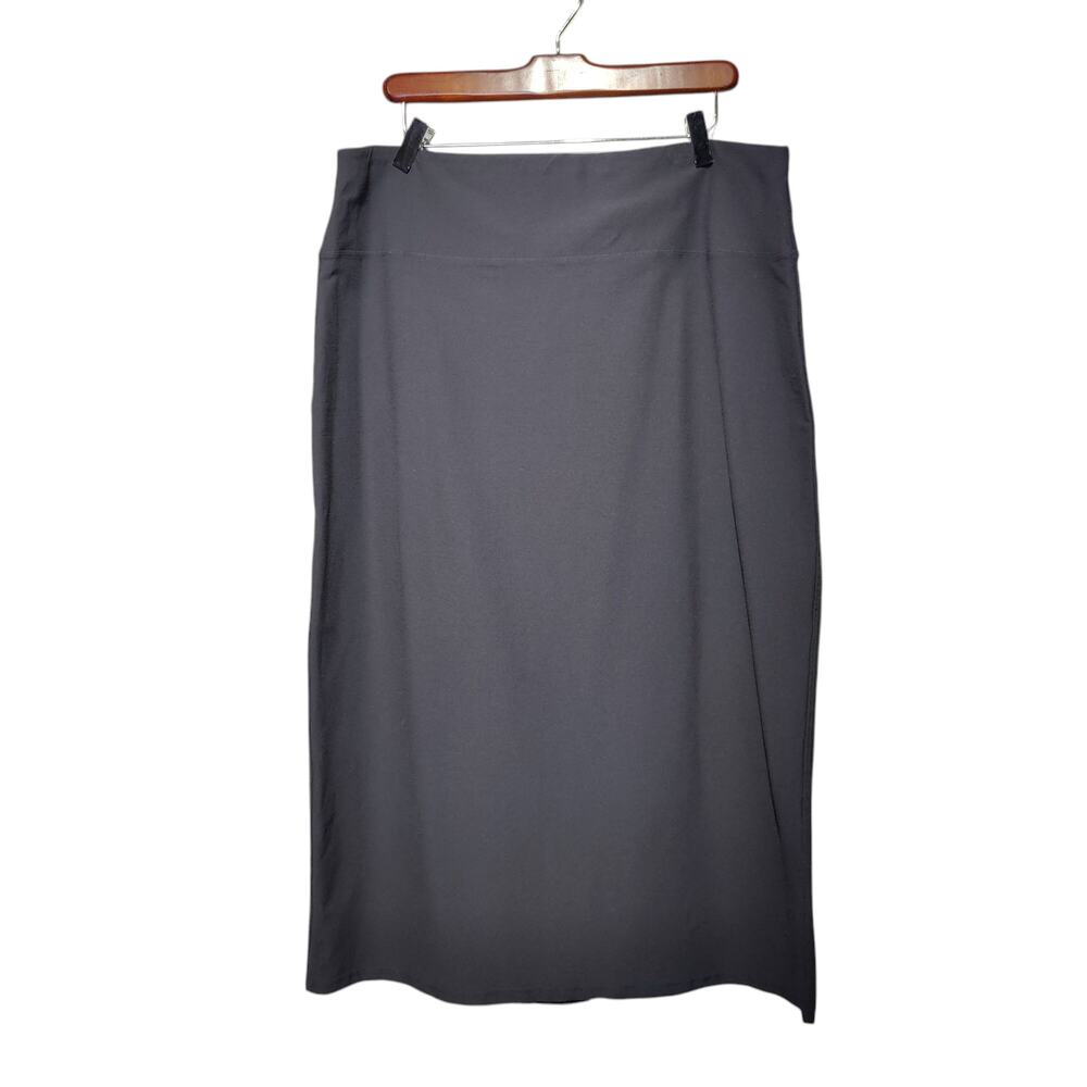 Eileen Fisher Women's Sz XL Dark Grey Crepe Stretch Midi Skirt Fitted Pencil